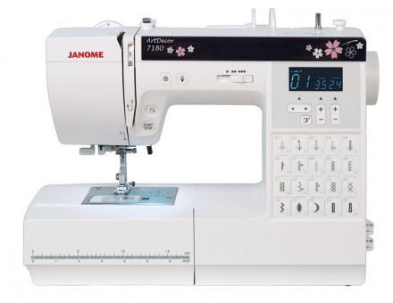 Компьютерная швейная машина Janome ArtDecor 7180 Janome ArtDecor 7180 - новейший образец известной серии от японского бренда. Это компьютеризированная  машинка с обширной функциональностью по привлекательной цене.

Сердце модели - горизонтальный челнок.  Машинка выделяется высоким темпом шитья (до 820 ст.мин), 3-мя видами автоматической петли, кнопочной панелью быстрого выбора из 20 позиций, имеет кнопку старт-стоп и кнопку управления скоростью шитья,  обладает возможностью автоматической закрепки шва и отключением нижнего транспортёра, а такие функции , как нитевдеватель и экономичная и яркая светодиодная подсветка, позволят шить с удовольствием.

В набор поставки входит жёсткий футляр и внушительный комплект лапок.