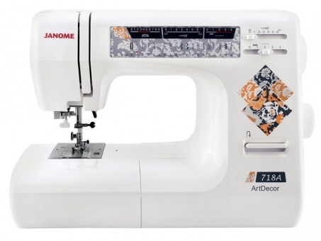Электромеханическая швейная машина Janome ArtDecor 718A Электромеханическая швейная машина Janome ArtDecor 718A имеет оригинальный дизайн и оптимальный набор операций.