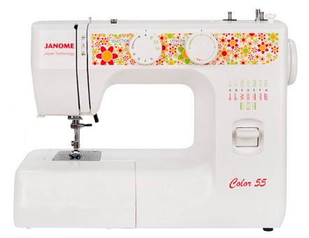 Электромеханическая швейная машина Janome Color 55 Электромеханическая швейная машина Janome Color 55 имеет все основные швейные операции.