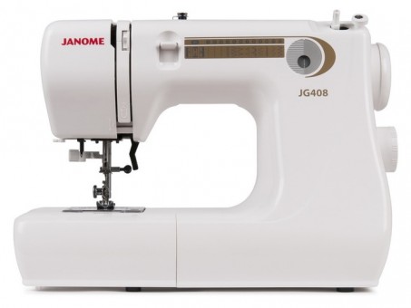 Электромеханическая швейная машина Janome JG 408 Простая в использовании компактная швейная машина Janome JG 408 идеально подойдёт для начинающих, а также это отличный дачный вариант. 